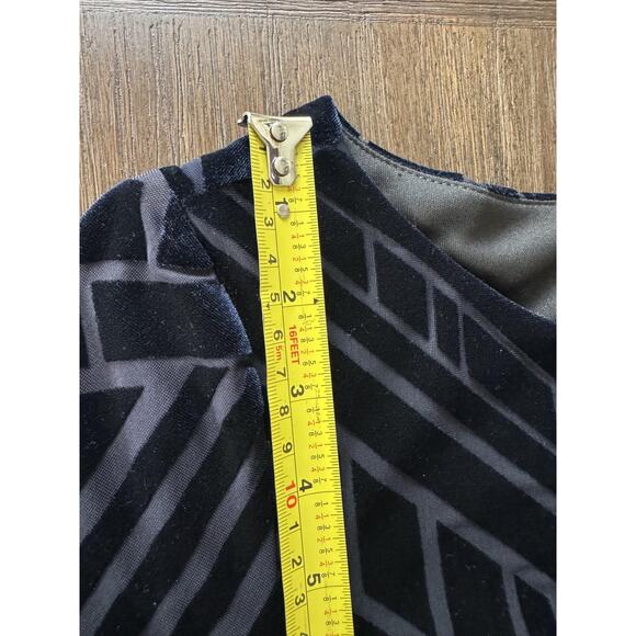 Vince Camuto Dress Womens 8 Navy Blue Velvet Geometric Sheath Long Sleeve Party - Picture 9 of 10